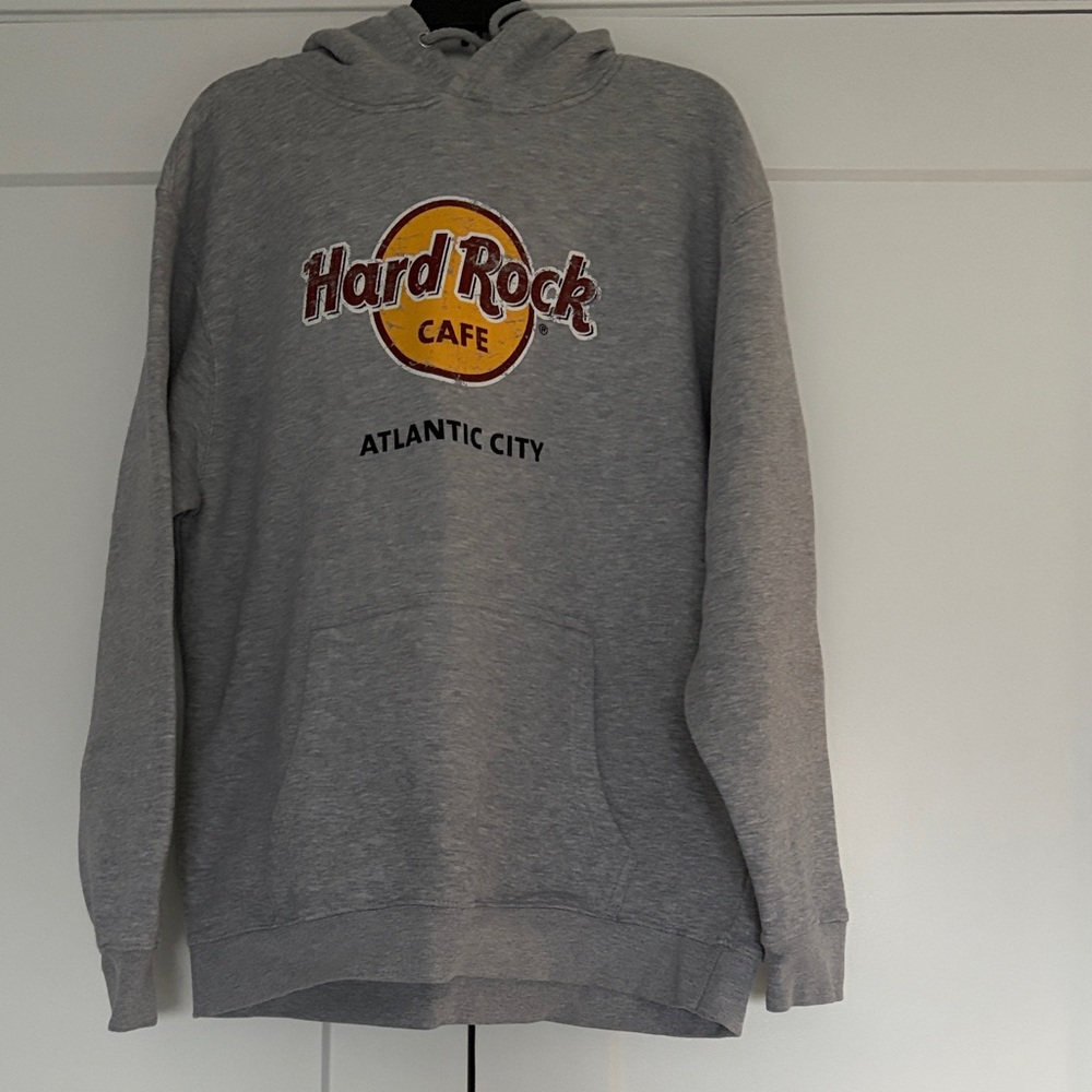 Hard Rock Cafe hooded Gray Sweatshirt with Yellow Logo